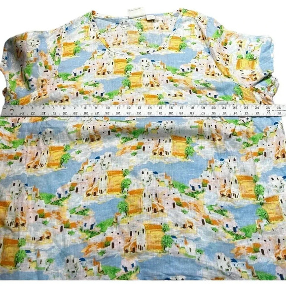 Cynthia Rowley Amalfi Coast Blouse Poplin Linen Top Coastal Plus Size 1X - Picture 4 of 7